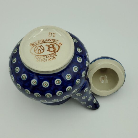 Polish Pottery Floral Peacock Small Teapot Flowering Peacock Coffee Pot Creamer - Picture 6 of 7